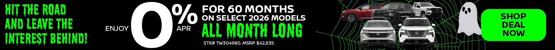 Get 0% APR for 60 mos. on select 2026 models