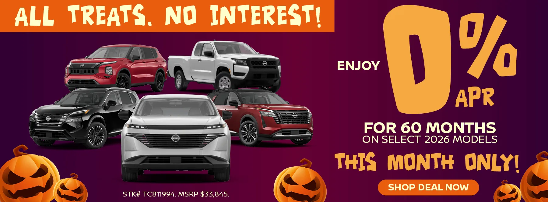 0% APR for 60 months on select 2026 models